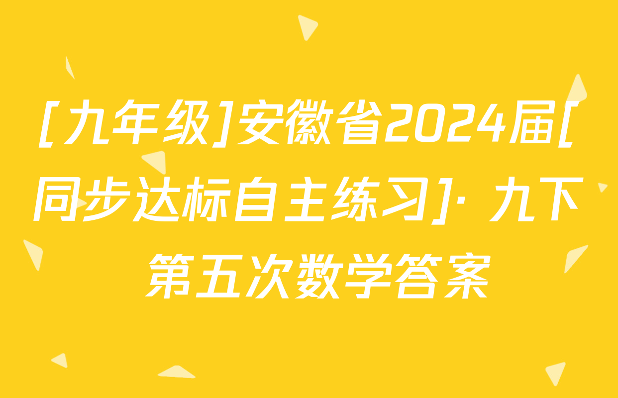 [九年级]安徽省2024届[同步达标自主练习]· 九下 第五次数学答案