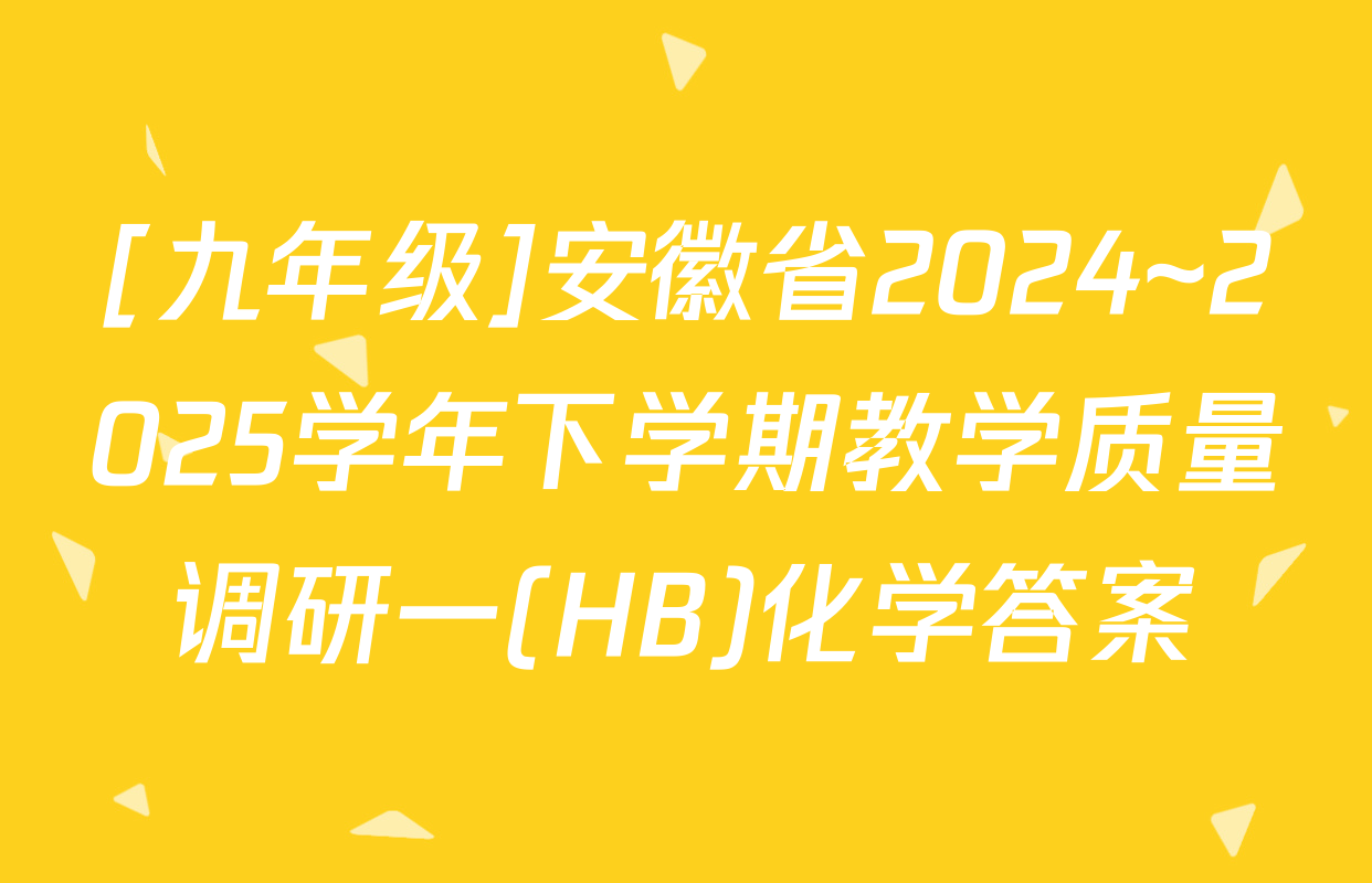 [九年级]安徽省2024~2025学年下学期教学质量调研一(HB)化学答案