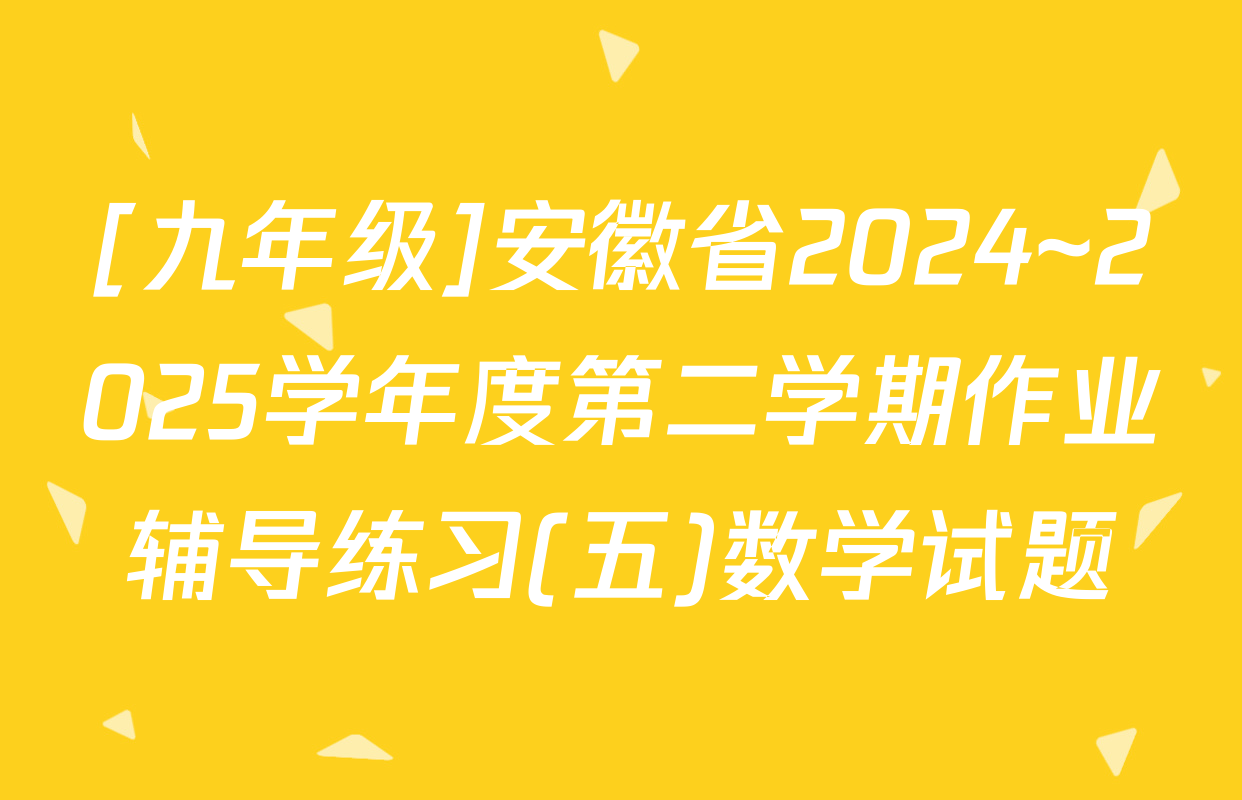 [九年级]安徽省2024~2025学年度第二学期作业辅导练习(五)数学试题