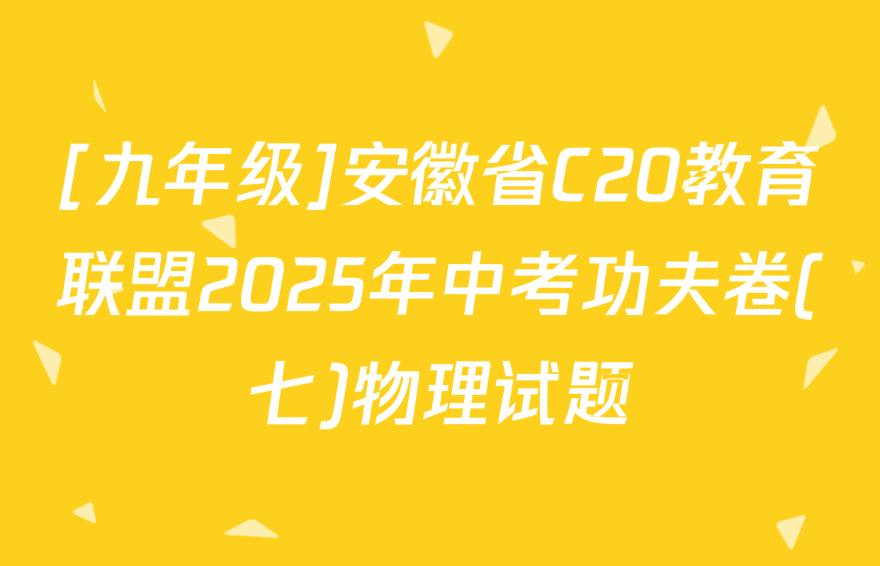 [九年级]安徽省C20教育联盟2025年中考功夫卷(七)物理试题