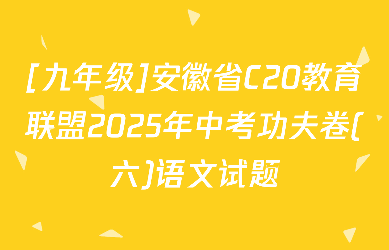 [九年级]安徽省C20教育联盟2025年中考功夫卷(六)语文试题