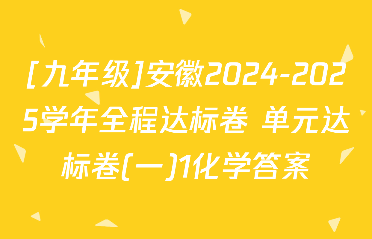 [九年级]安徽2024-2025学年全程达标卷 单元达标卷(一)1化学答案