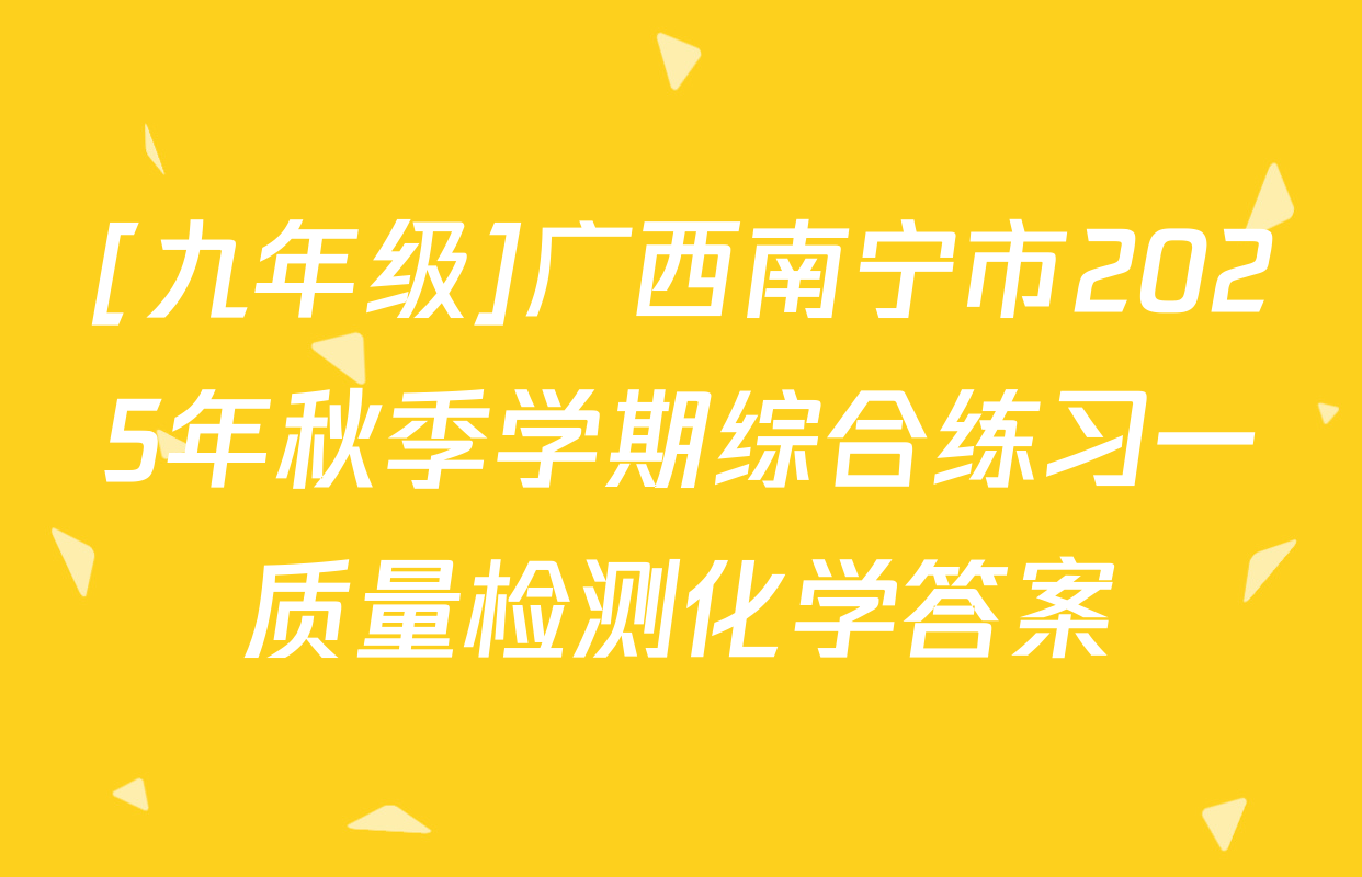 [九年级]广西南宁市2025年秋季学期综合练习一质量检测化学答案