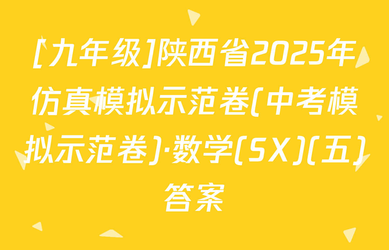 [九年级]陕西省2025年仿真模拟示范卷(中考模拟示范卷)·数学(SX)(五)答案