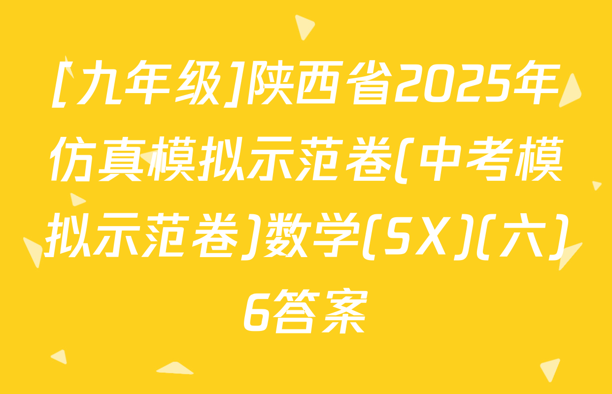 [九年级]陕西省2025年仿真模拟示范卷(中考模拟示范卷)数学(SX)(六)6答案