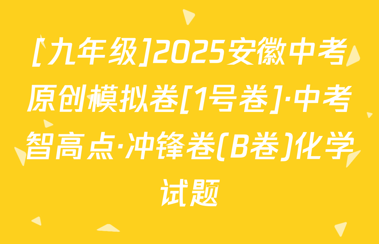 [九年级]2025安徽中考原创模拟卷[1号卷]·中考智高点·冲锋卷(B卷)化学试题