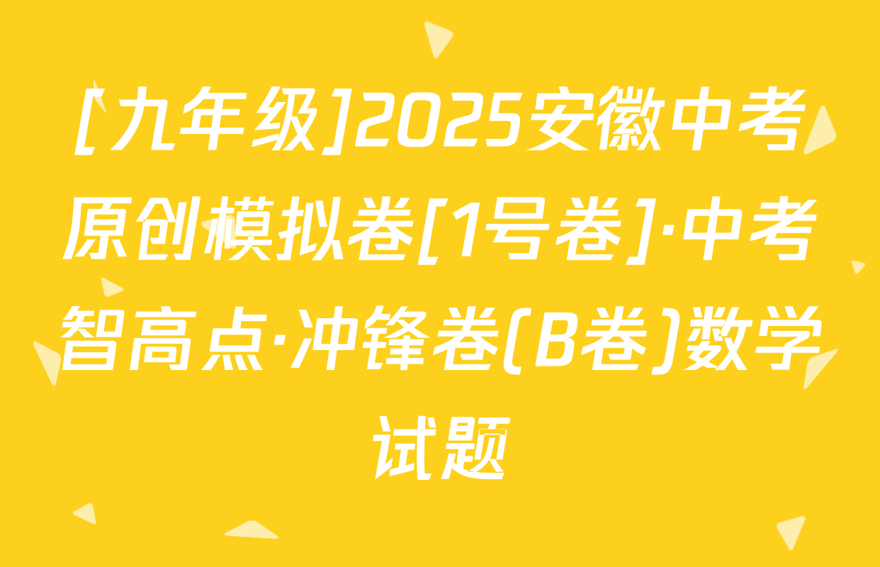 [九年级]2025安徽中考原创模拟卷[1号卷]·中考智高点·冲锋卷(B卷)数学试题
