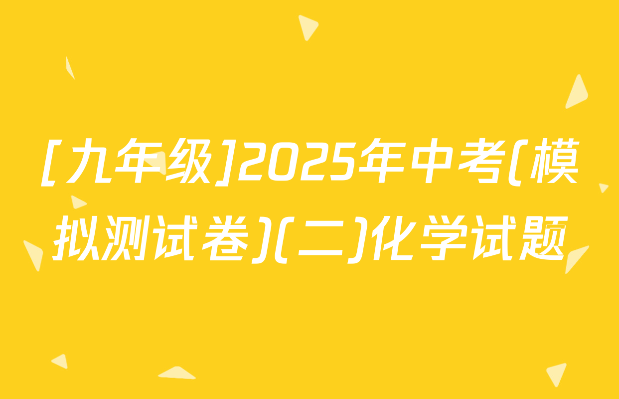 [九年级]2025年中考(模拟测试卷)(二)化学试题