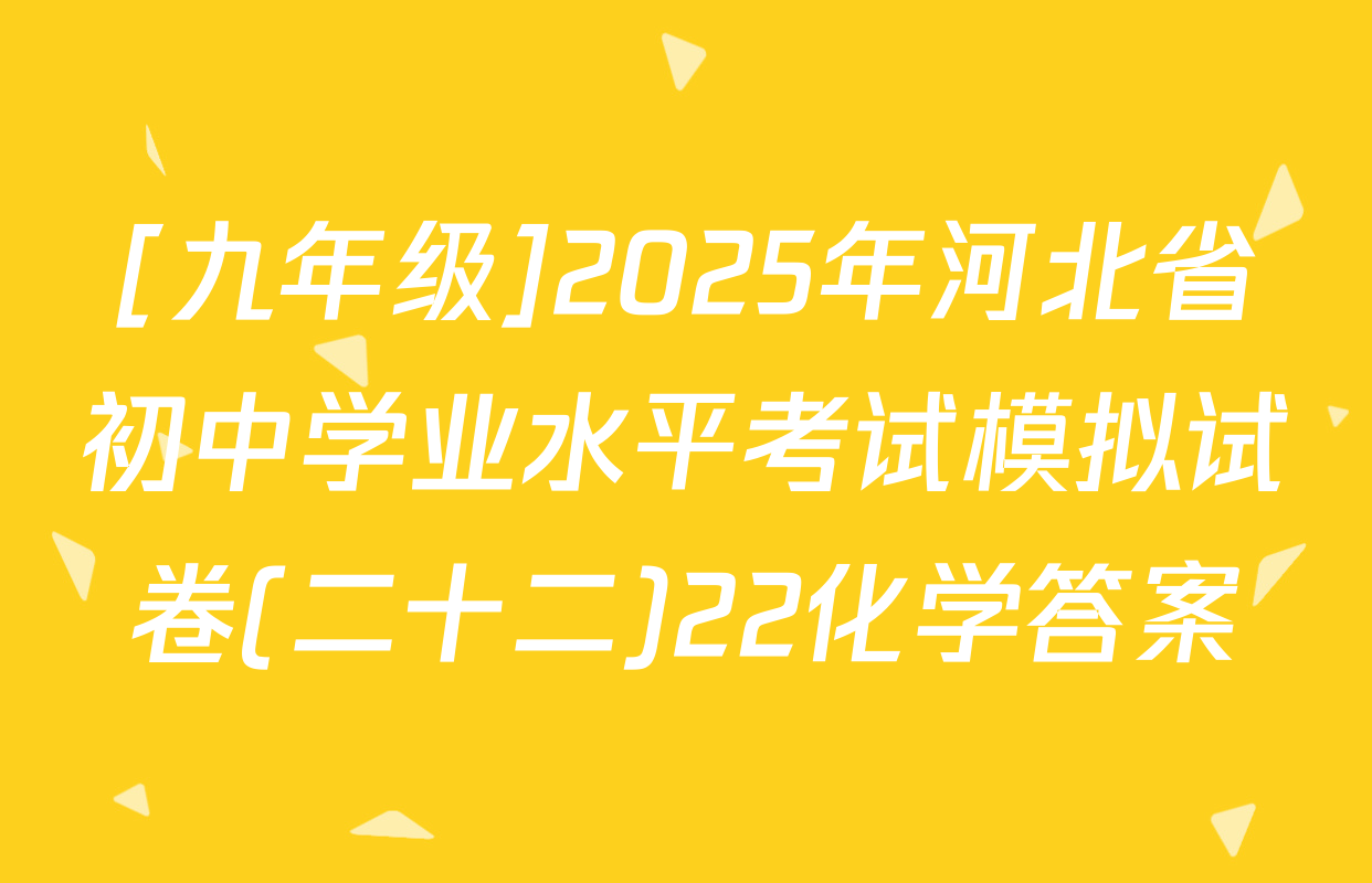 [九年级]2025年河北省初中学业水平考试模拟试卷(二十二)22化学答案