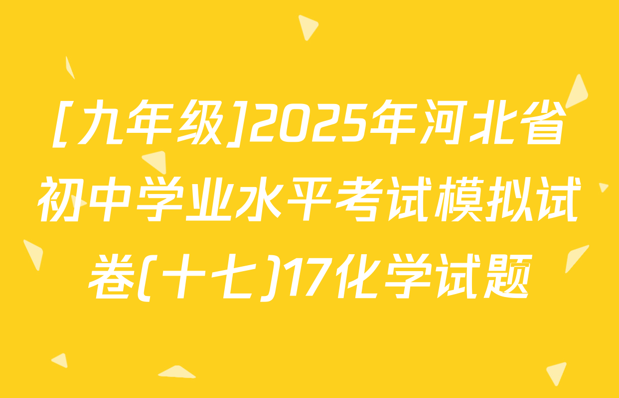 [九年级]2025年河北省初中学业水平考试模拟试卷(十七)17化学试题