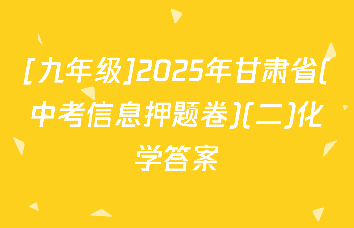 [九年级]2025年甘肃省(中考信息押题卷)(二)化学答案