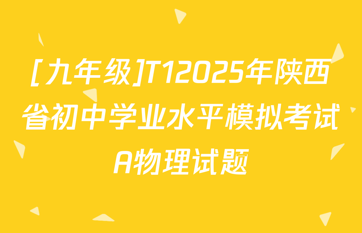 [九年级]T12025年陕西省初中学业水平模拟考试A物理试题