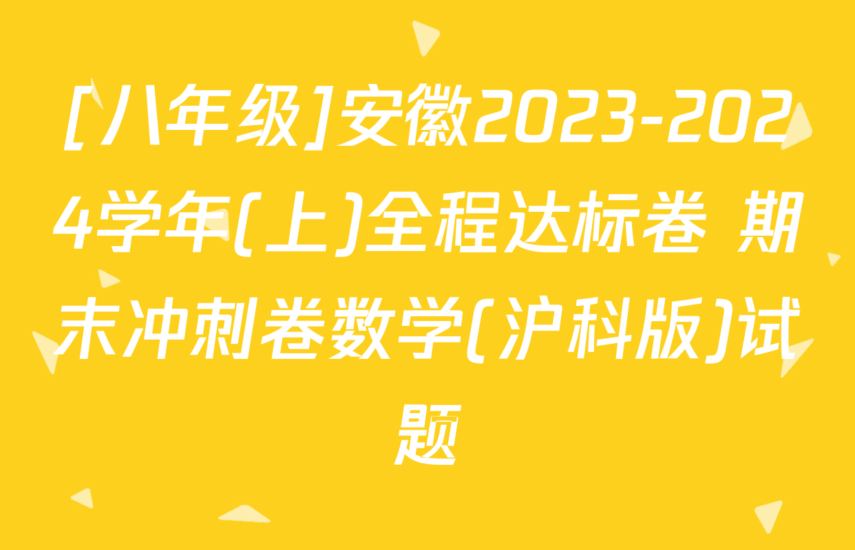 [八年级]安徽2023-2024学年(上)全程达标卷 期末冲刺卷数学(沪科版)试题