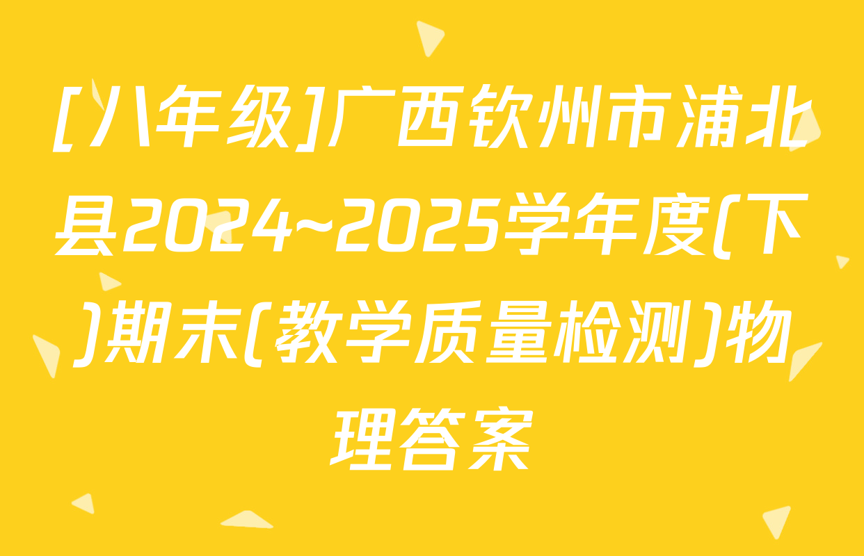 [八年级]广西钦州市浦北县2024~2025学年度(下)期末(教学质量检测)物理答案