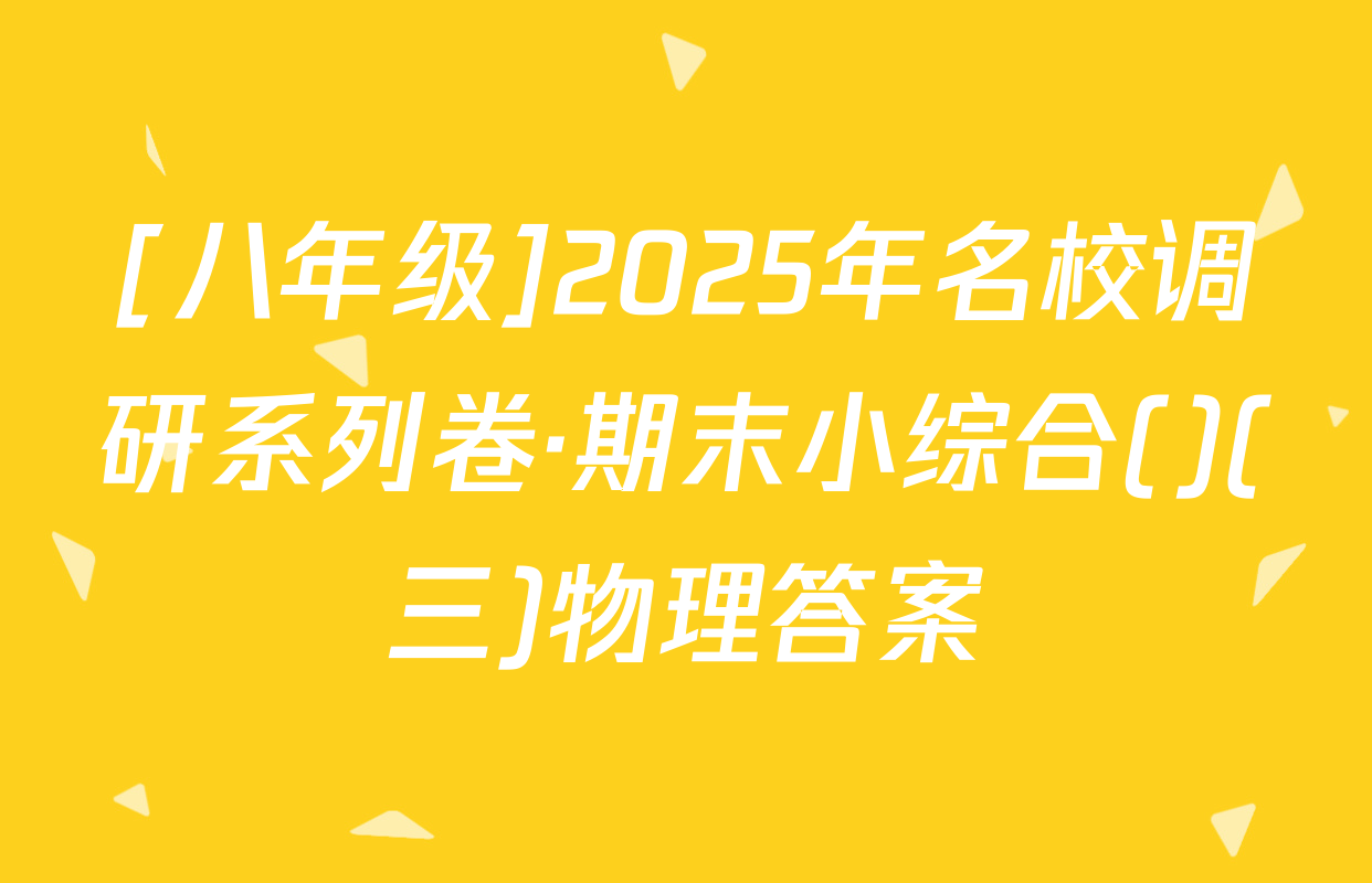 [八年级]2025年名校调研系列卷·期末小综合()(三)物理答案