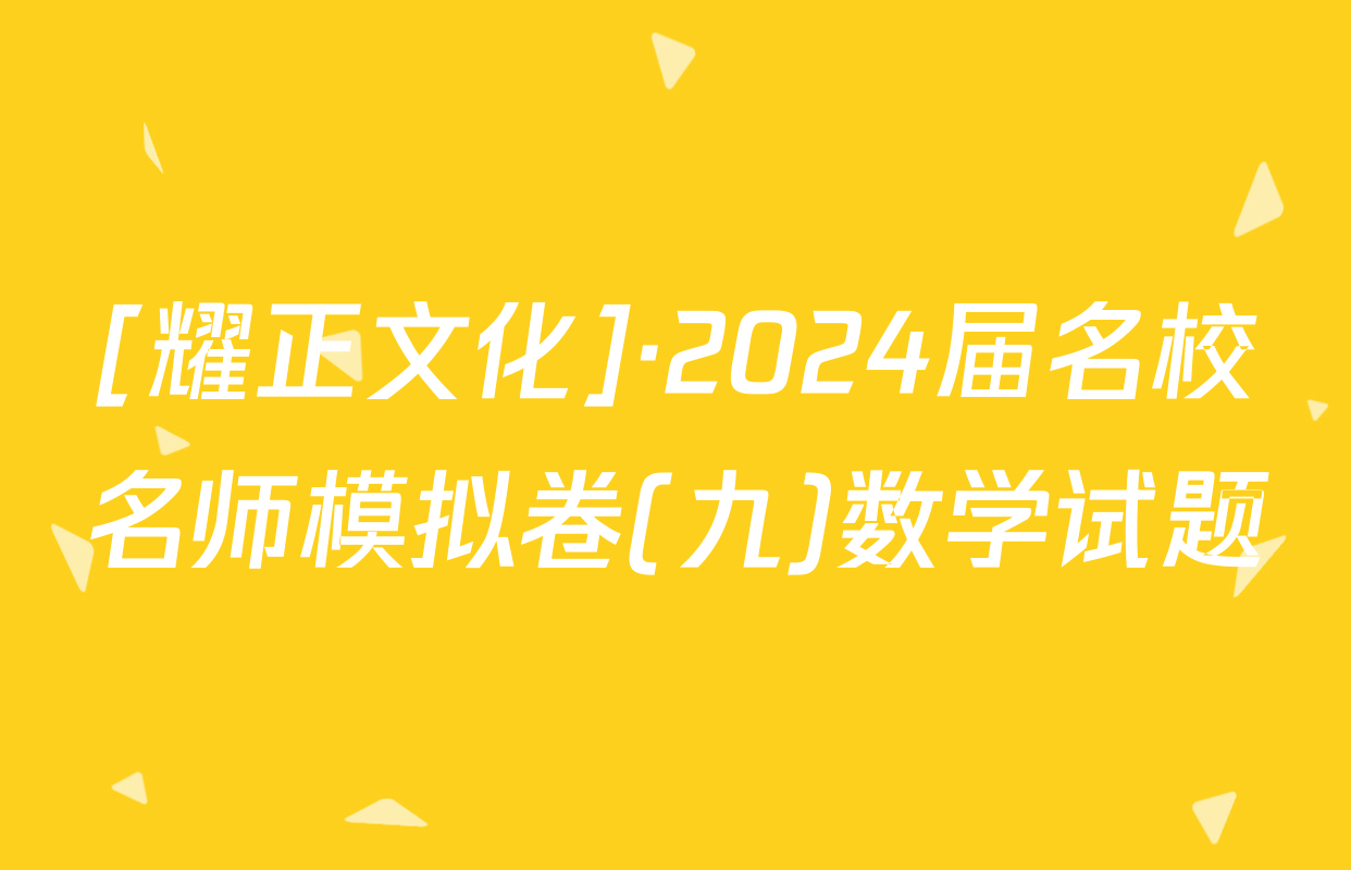 [耀正文化]·2024届名校名师模拟卷(九)数学试题