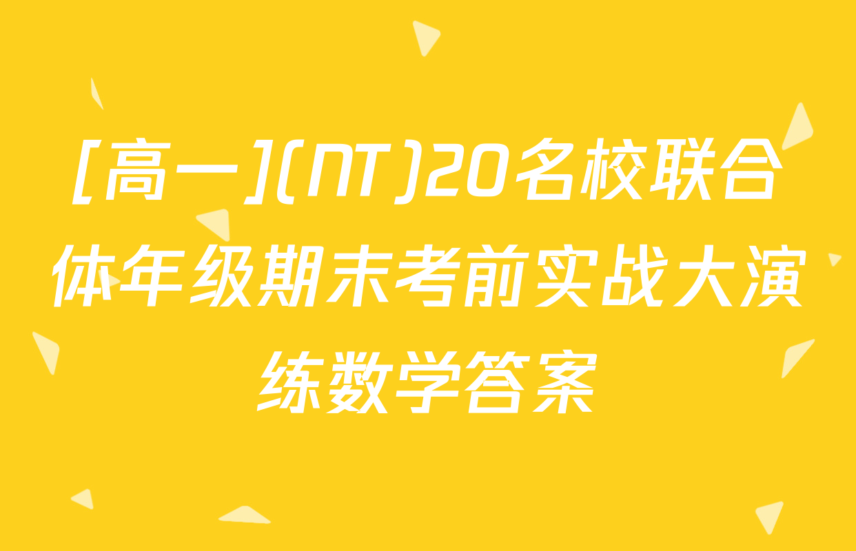 [高一](NT)20名校联合体年级期末考前实战大演练数学答案