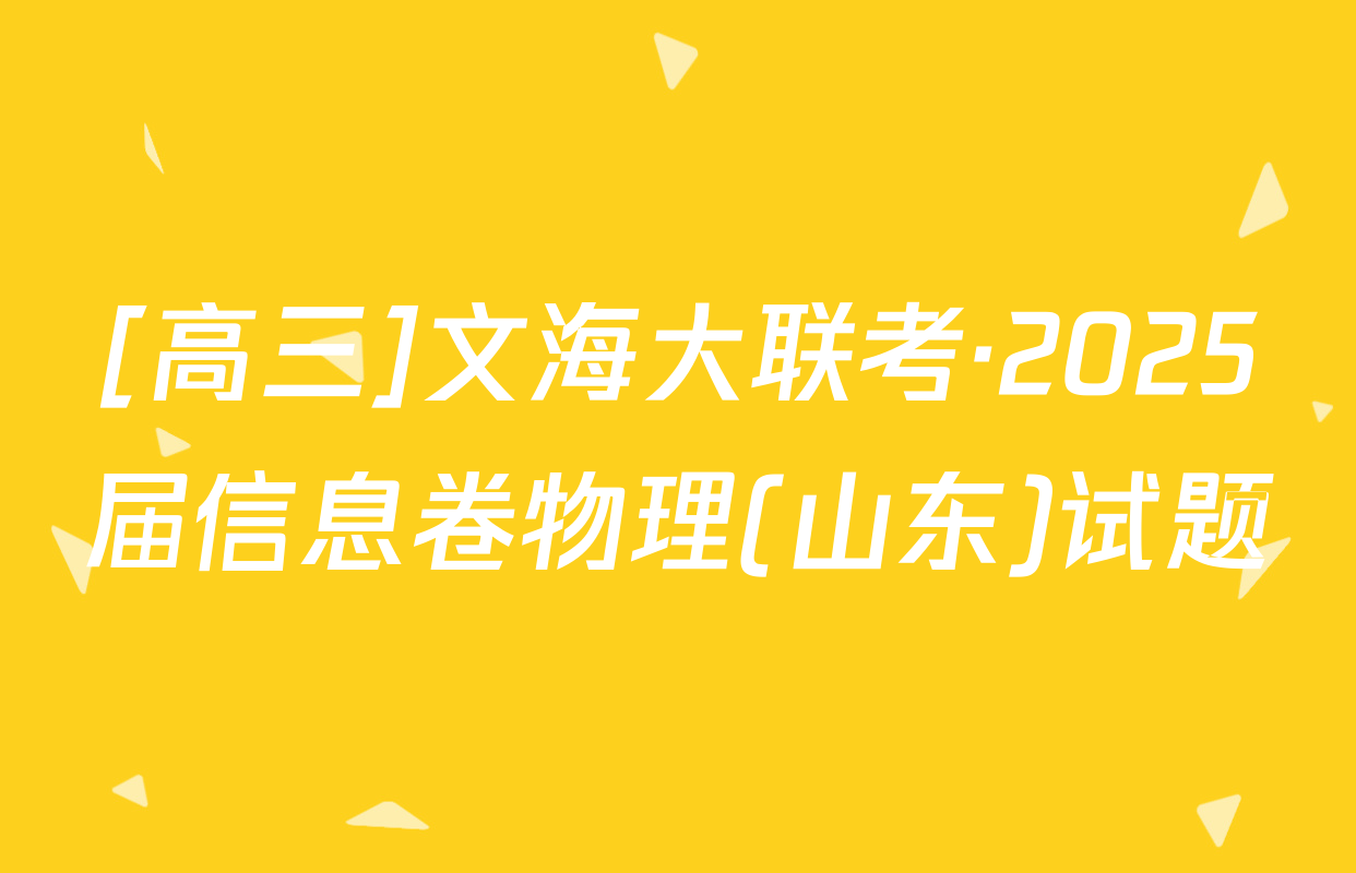 [高三]文海大联考·2025届信息卷物理(山东)试题
