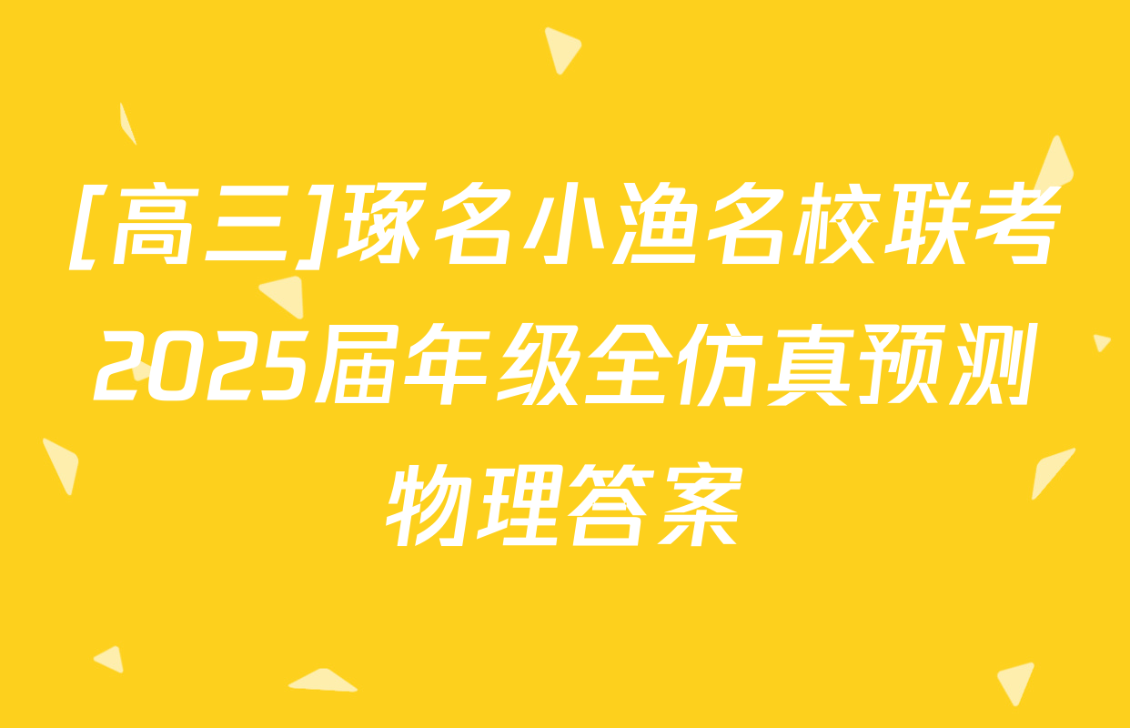 [高三]琢名小渔名校联考2025届年级全仿真预测物理答案