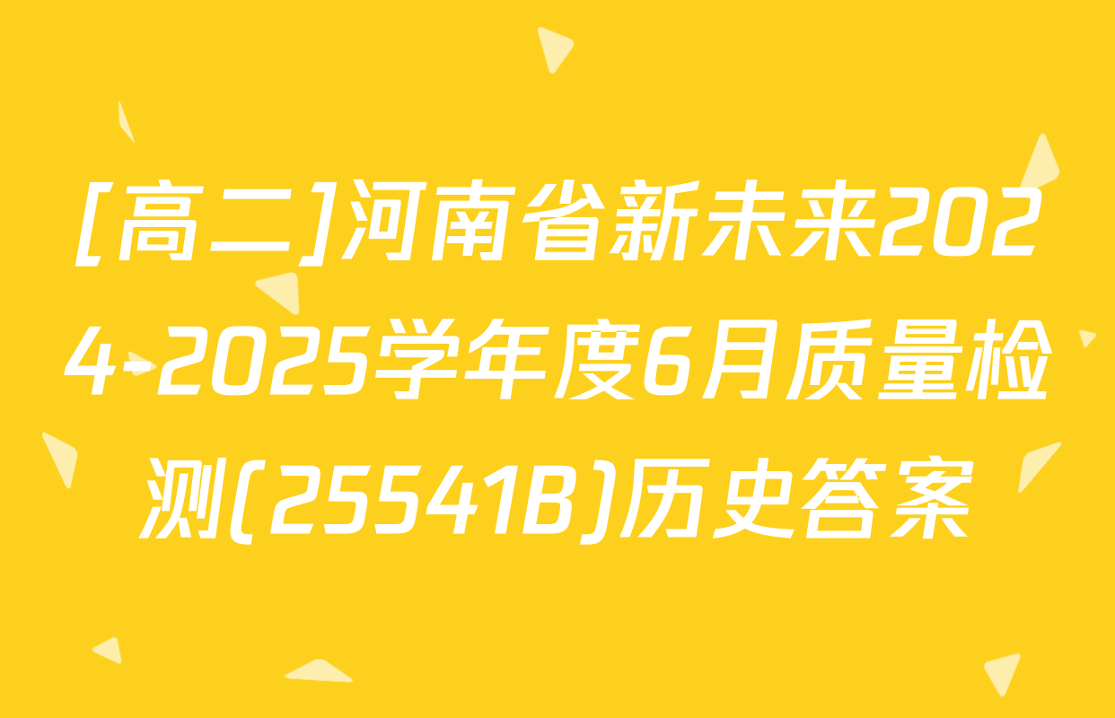 [高二]河南省新未来2024-2025学年度6月质量检测(25541B)历史答案