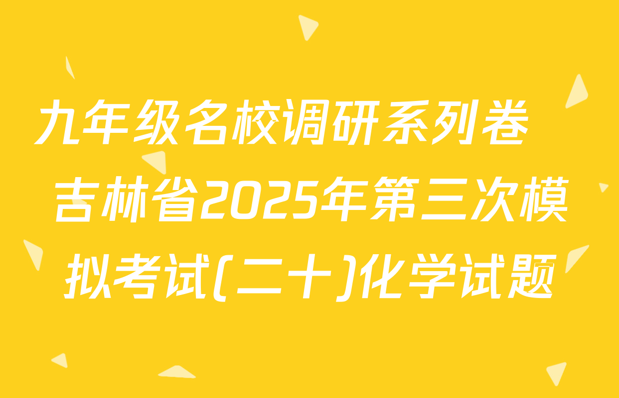 九年级名校调研系列卷•吉林省2025年第三次模拟考试(二十)化学试题