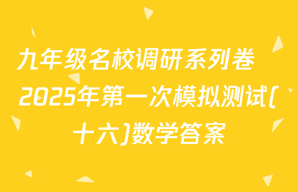 九年级名校调研系列卷•2025年第一次模拟测试(十六)数学答案