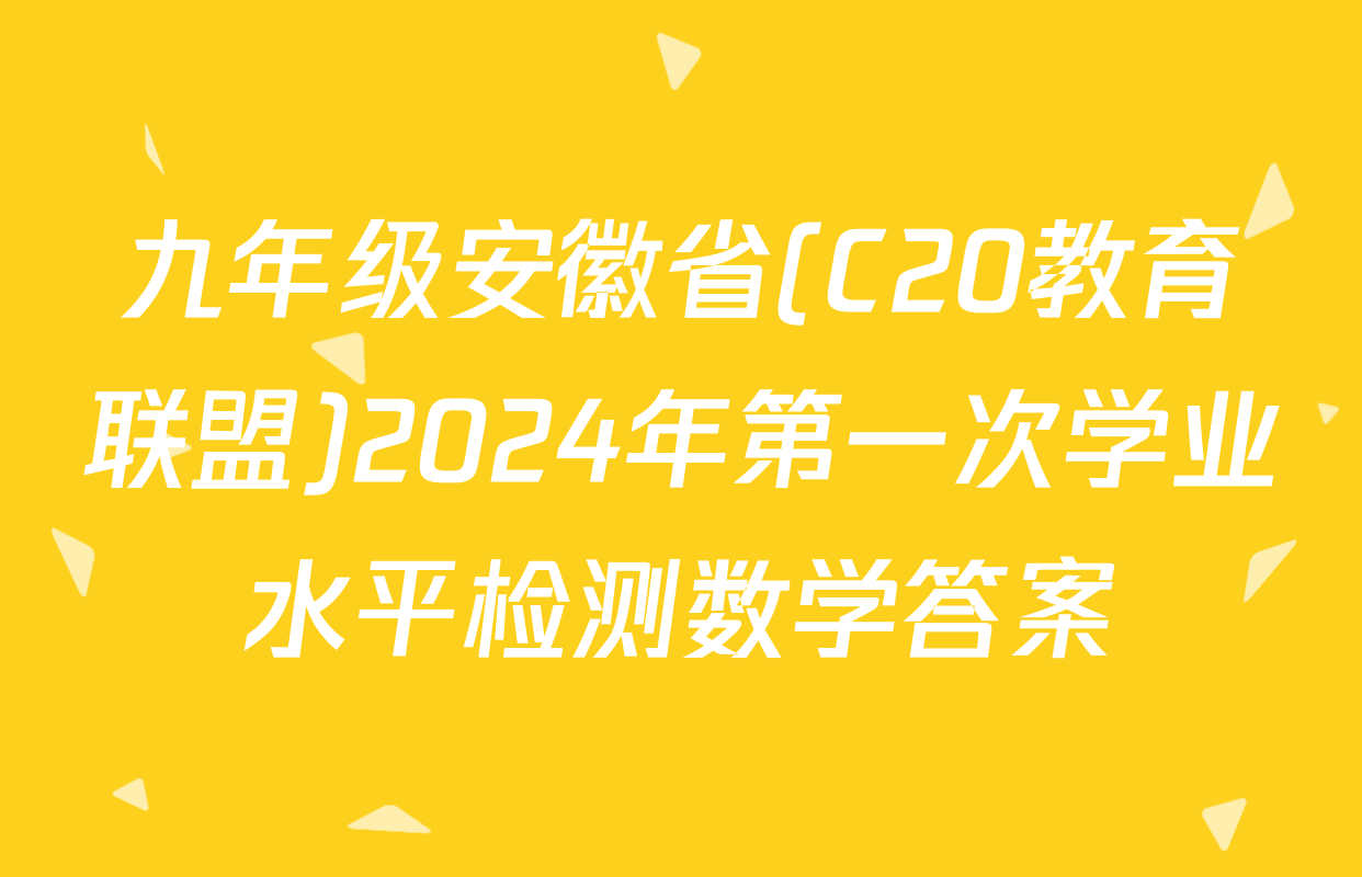 九年级安徽省(C20教育联盟)2024年第一次学业水平检测数学答案