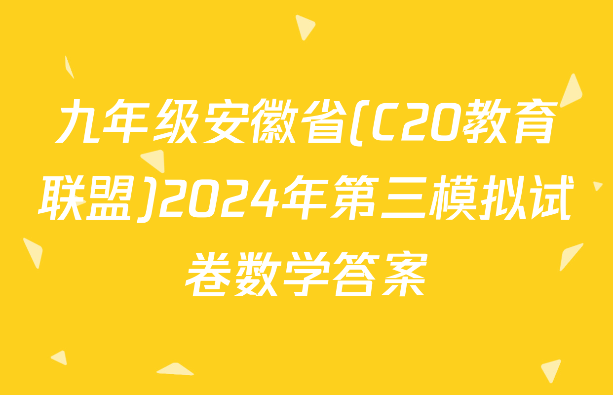 九年级安徽省(C20教育联盟)2024年第三模拟试卷数学答案