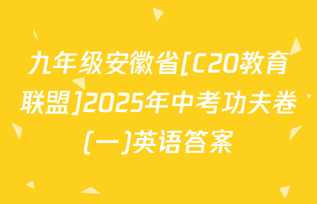 九年级安徽省[C20教育联盟]2025年中考功夫卷(一)英语答案