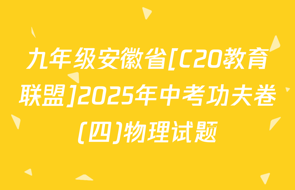 九年级安徽省[C20教育联盟]2025年中考功夫卷(四)物理试题