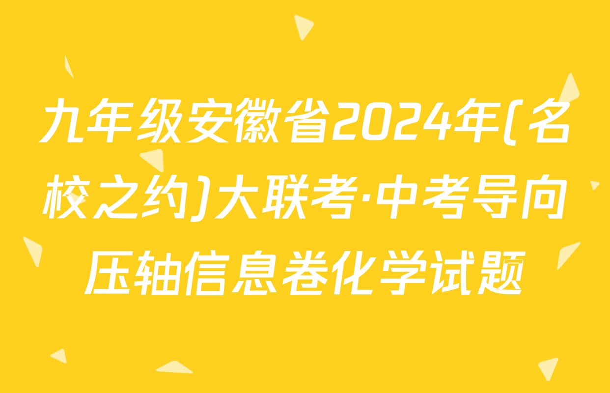 九年级安徽省2024年(名校之约)大联考·中考导向压轴信息卷化学试题