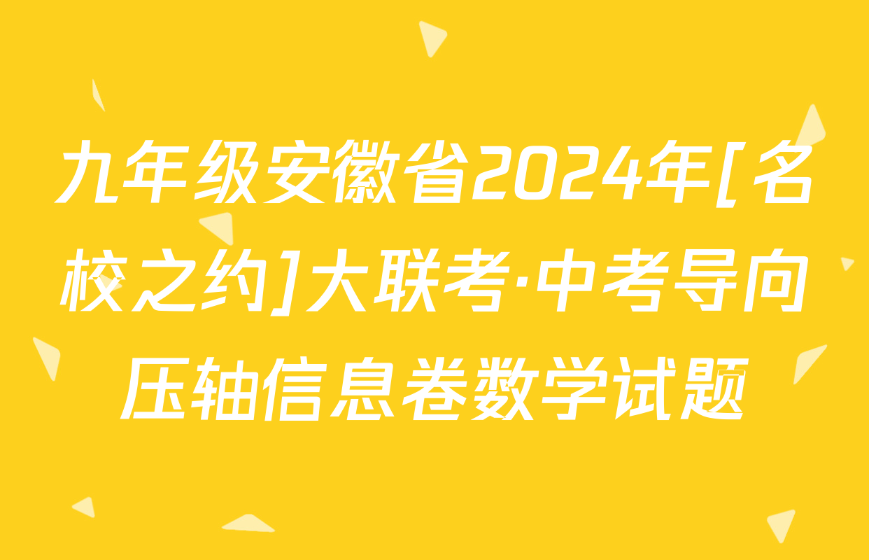 九年级安徽省2024年[名校之约]大联考·中考导向压轴信息卷数学试题
