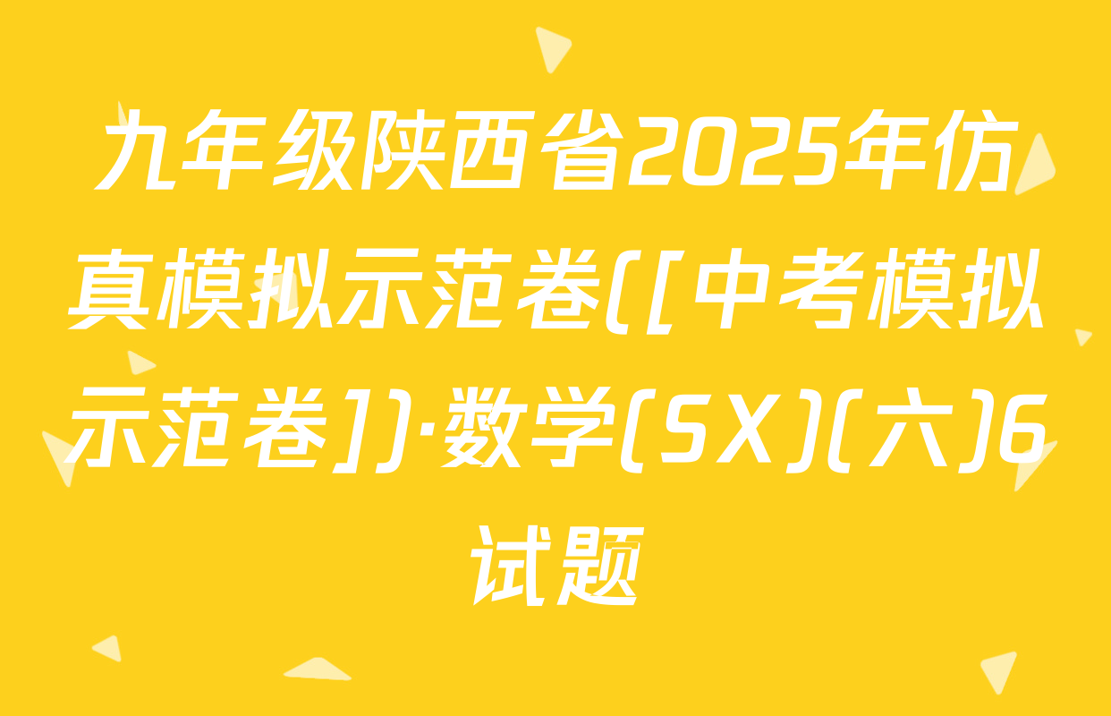 九年级陕西省2025年仿真模拟示范卷([中考模拟示范卷])·数学(SX)(六)6试题