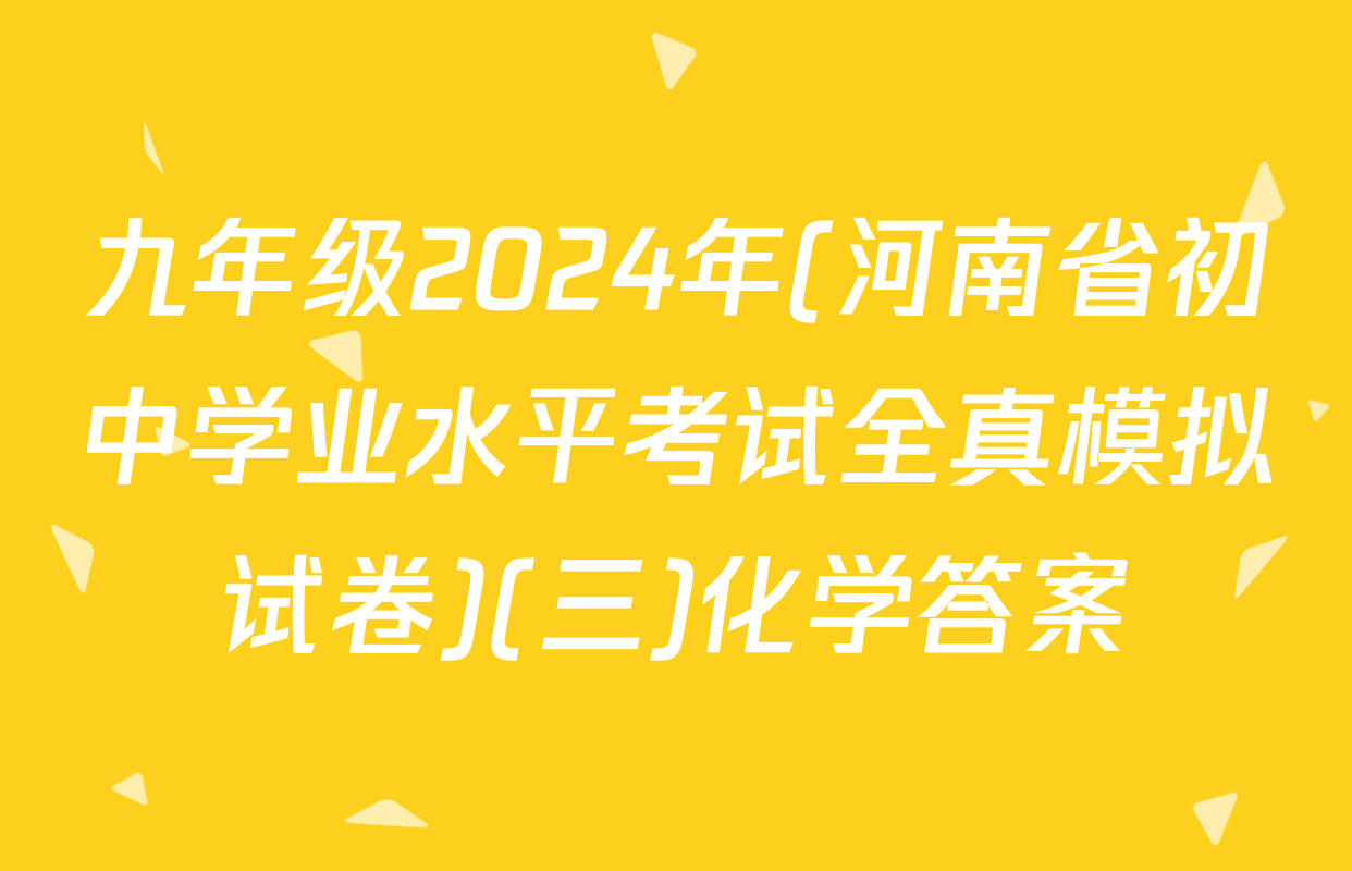 九年级2024年(河南省初中学业水平考试全真模拟试卷)(三)化学答案