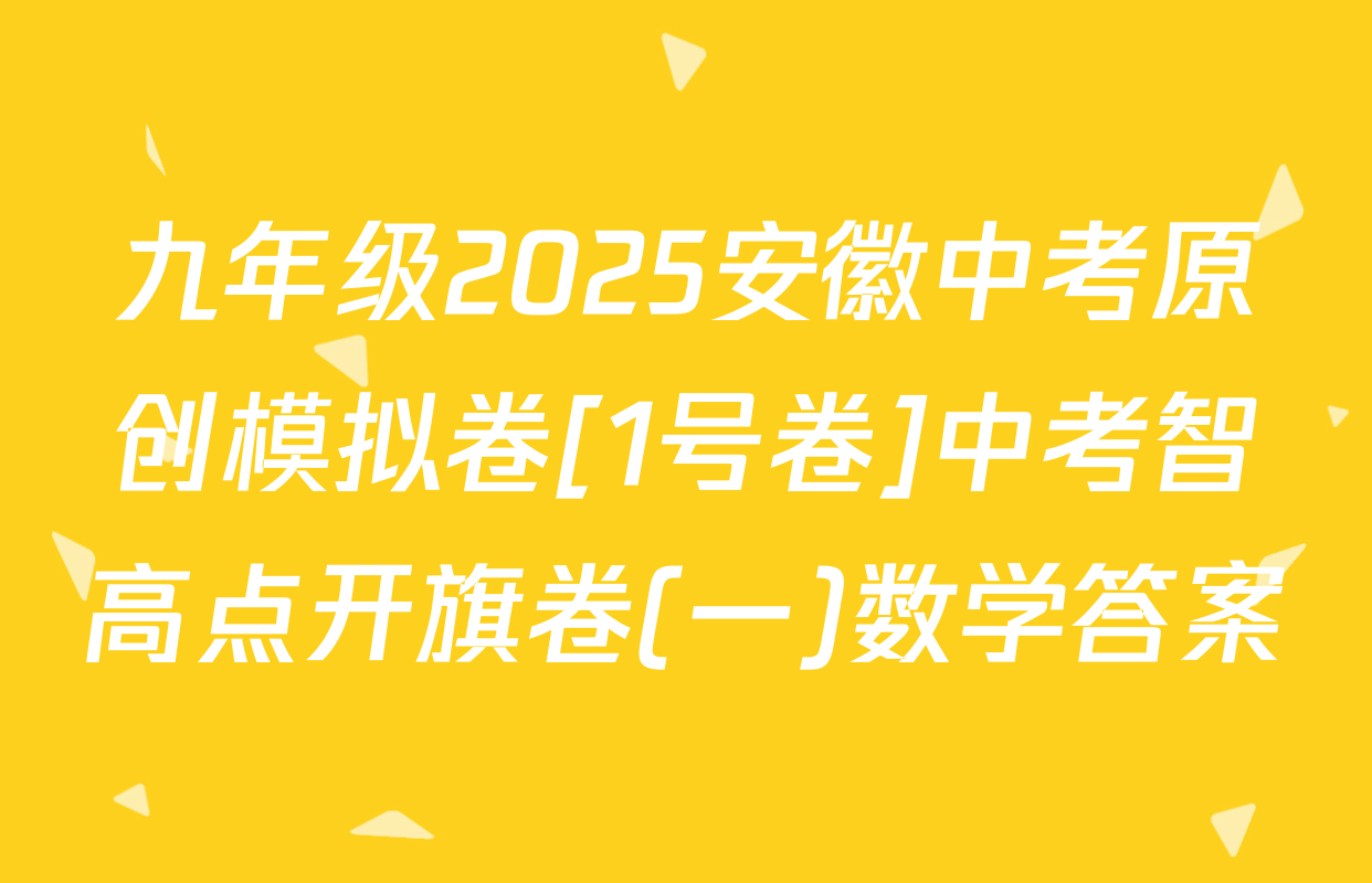 九年级2025安徽中考原创模拟卷[1号卷]中考智高点开旗卷(一)数学答案