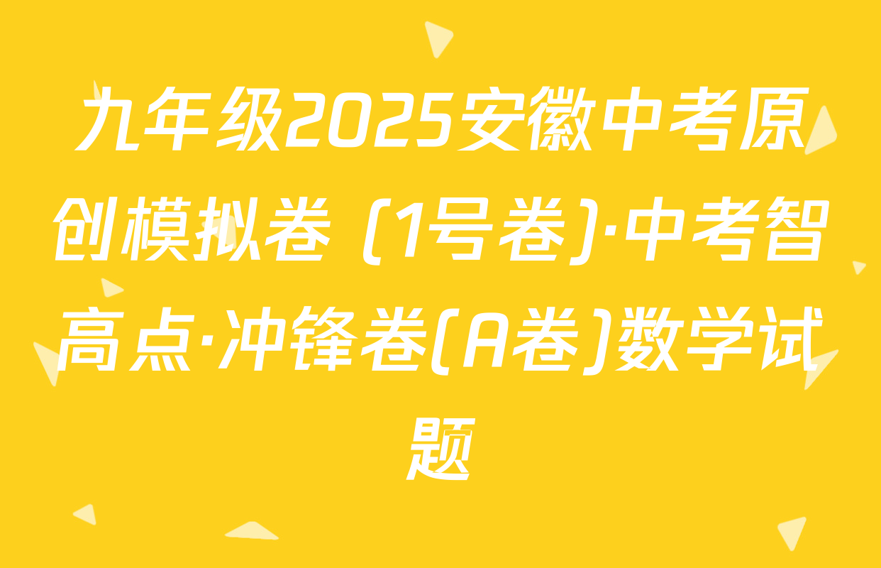 九年级2025安徽中考原创模拟卷 (1号卷)·中考智高点·冲锋卷(A卷)数学试题