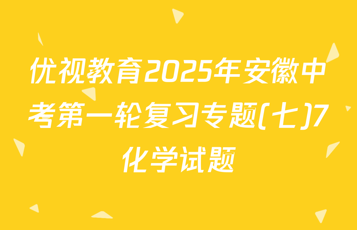 优视教育2025年安徽中考第一轮复习专题(七)7化学试题