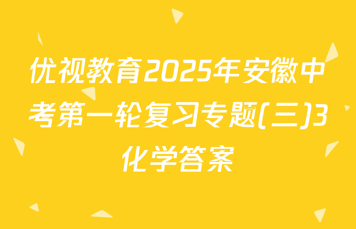 优视教育2025年安徽中考第一轮复习专题(三)3化学答案