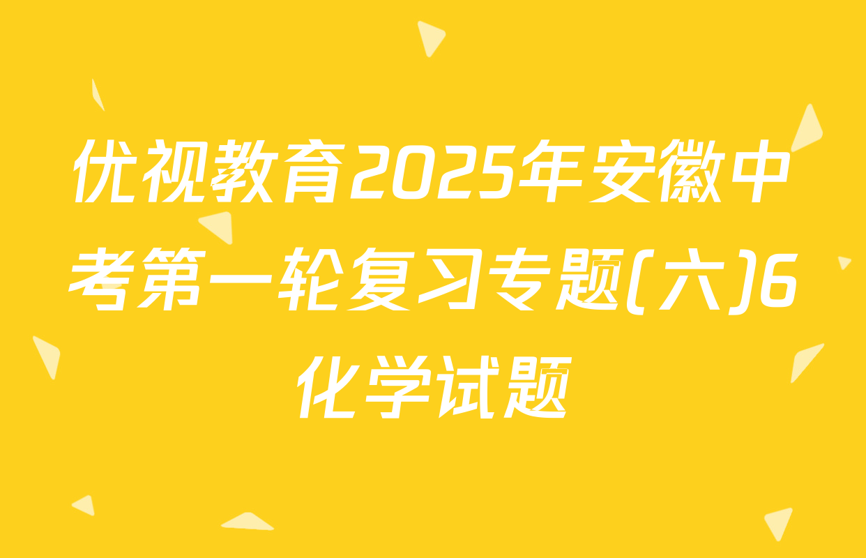 优视教育2025年安徽中考第一轮复习专题(六)6化学试题