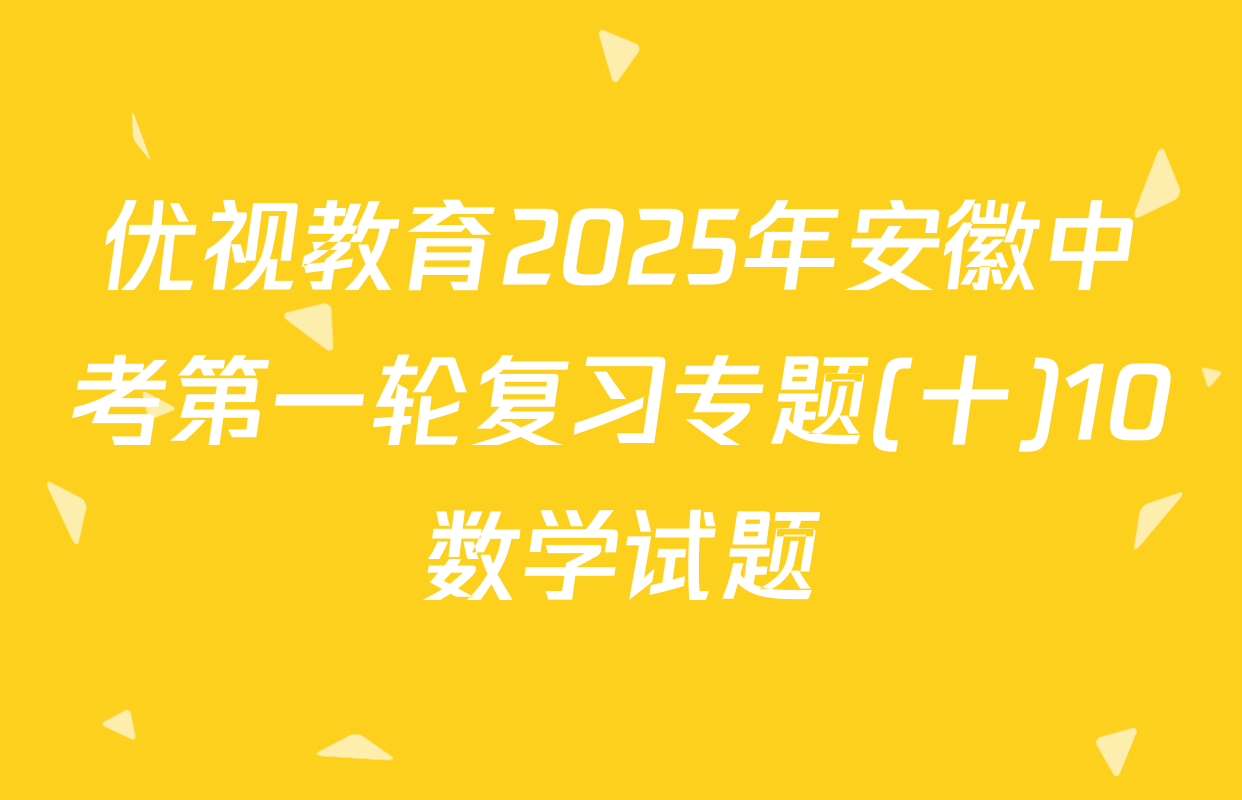 优视教育2025年安徽中考第一轮复习专题(十)10数学试题
