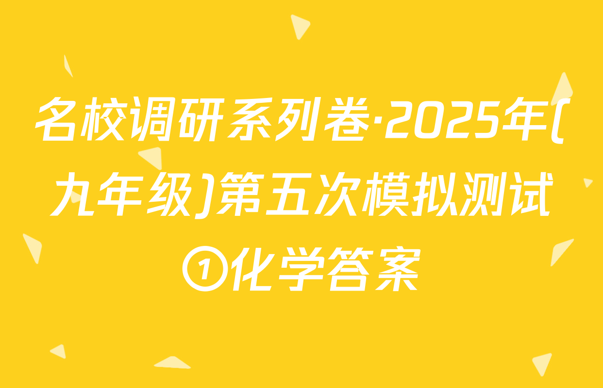 名校调研系列卷·2025年(九年级)第五次模拟测试①化学答案