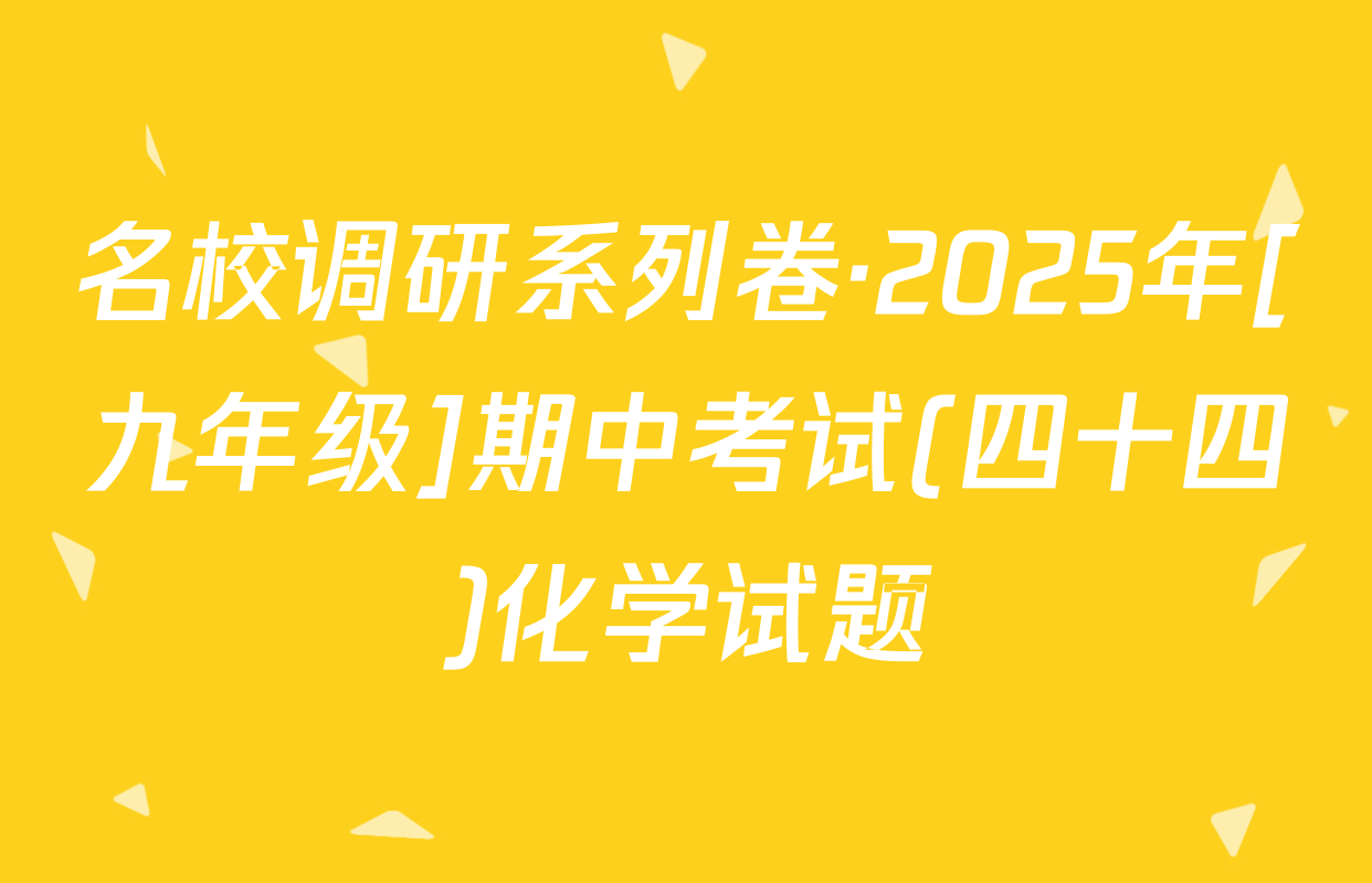 名校调研系列卷·2025年[九年级]期中考试(四十四)化学试题