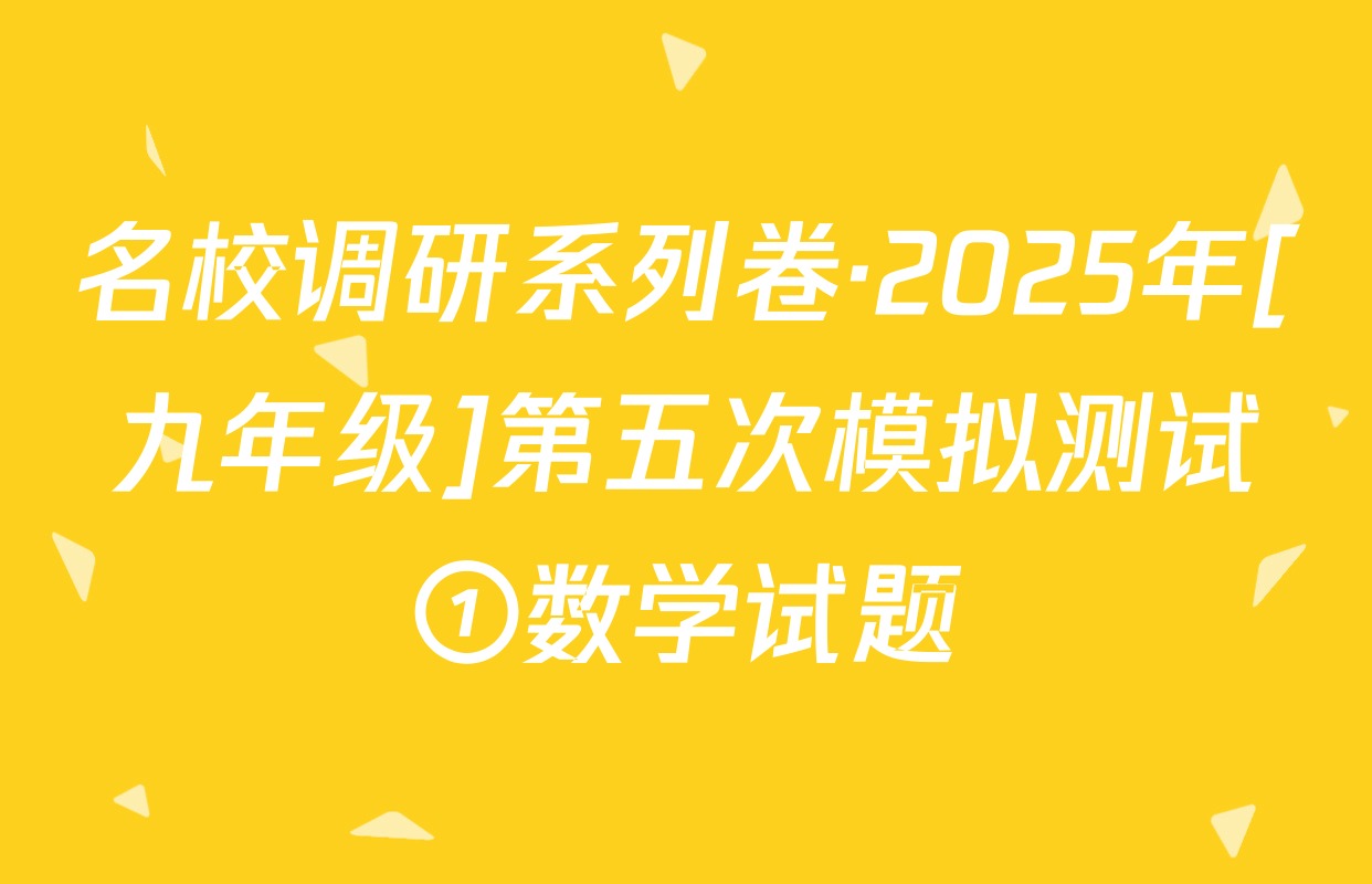 名校调研系列卷·2025年[九年级]第五次模拟测试①数学试题