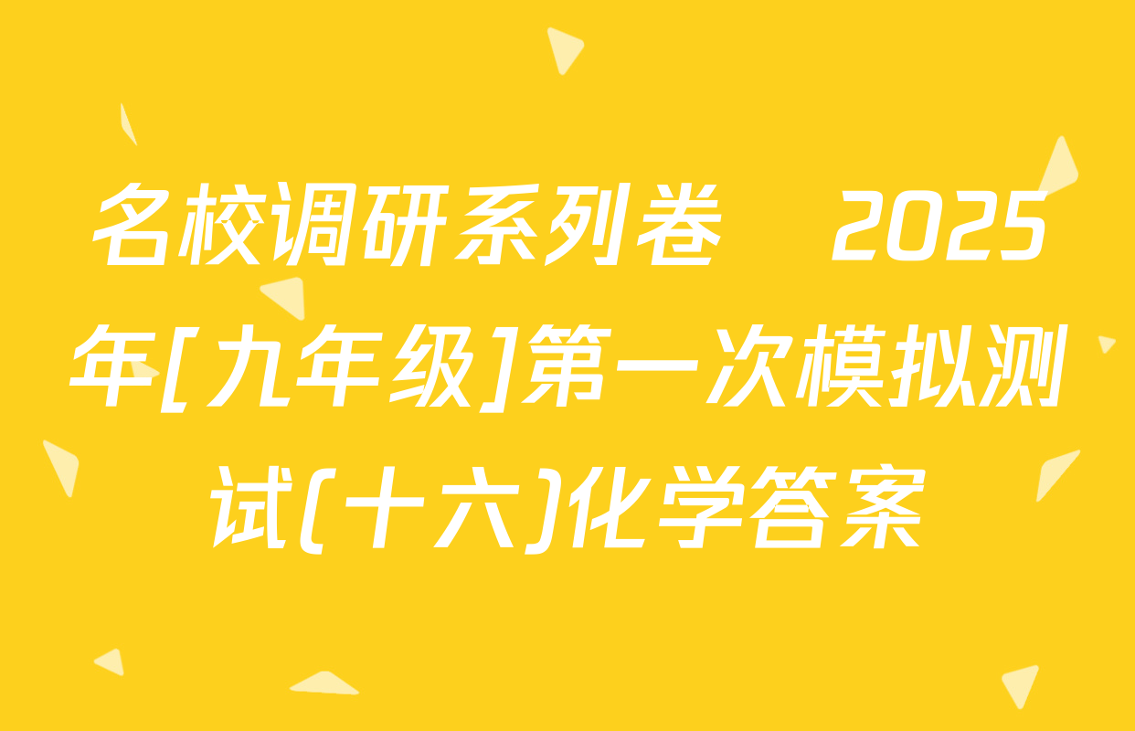 名校调研系列卷•2025年[九年级]第一次模拟测试(十六)化学答案