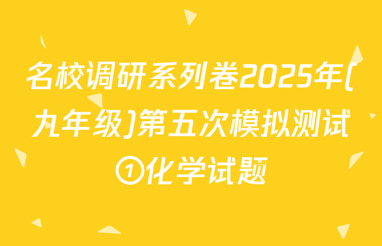 名校调研系列卷2025年(九年级)第五次模拟测试①化学试题