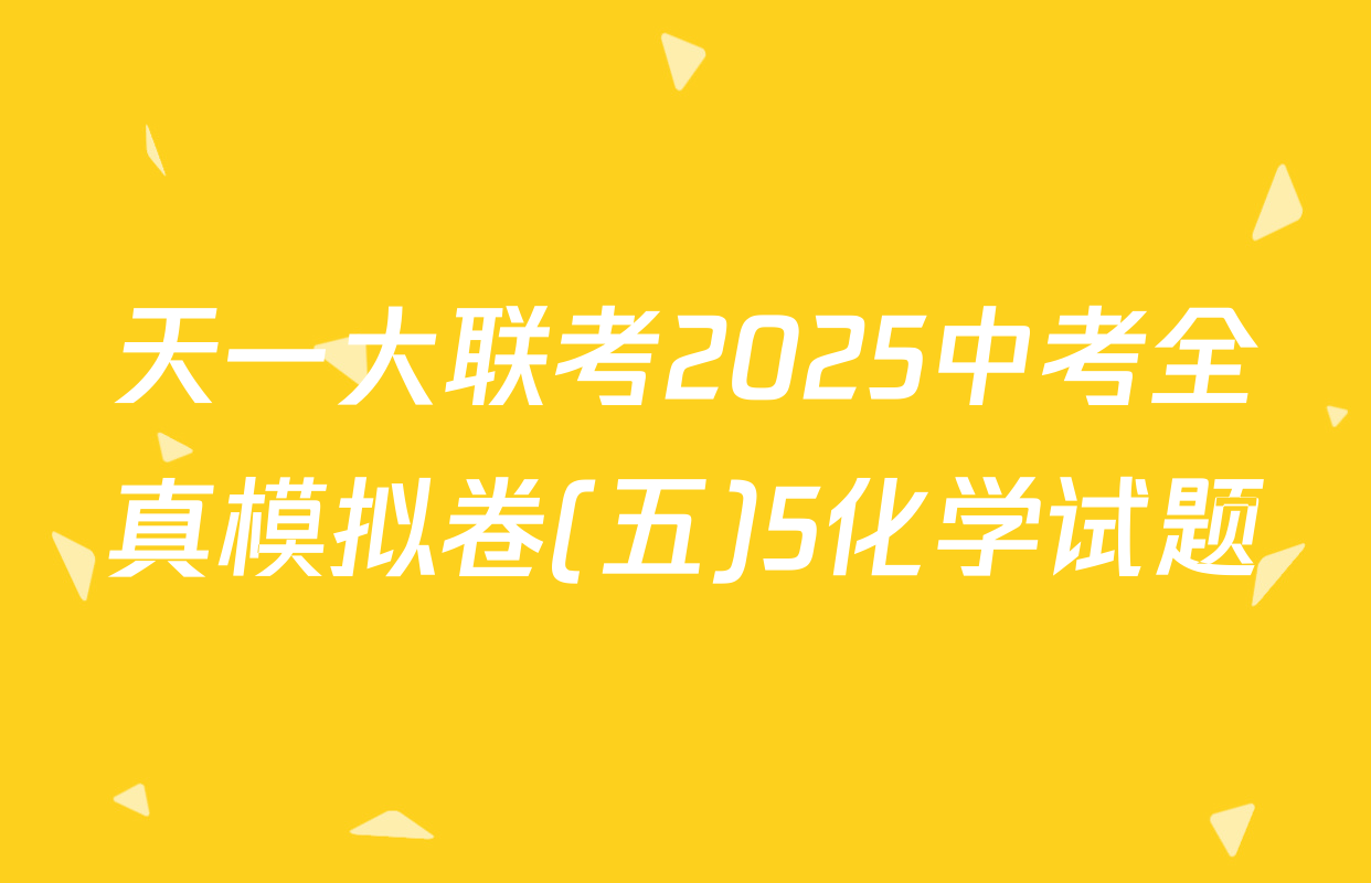 天一大联考2025中考全真模拟卷(五)5化学试题