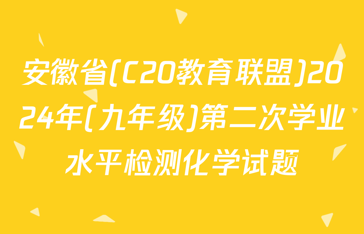 安徽省(C20教育联盟)2024年(九年级)第二次学业水平检测化学试题