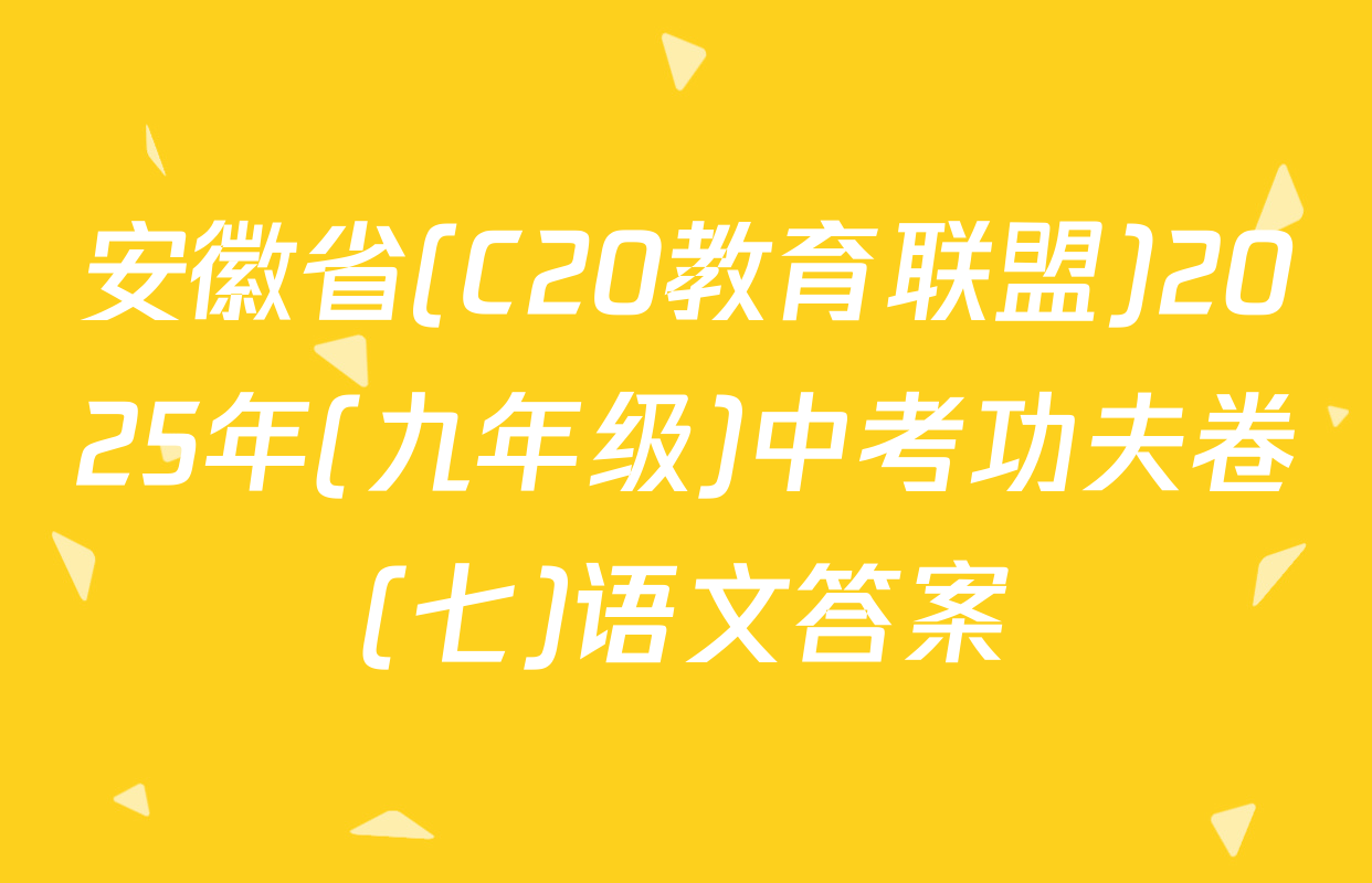 安徽省(C20教育联盟)2025年(九年级)中考功夫卷(七)语文答案