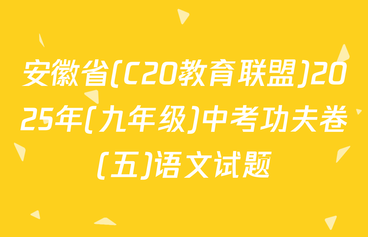 安徽省(C20教育联盟)2025年(九年级)中考功夫卷(五)语文试题