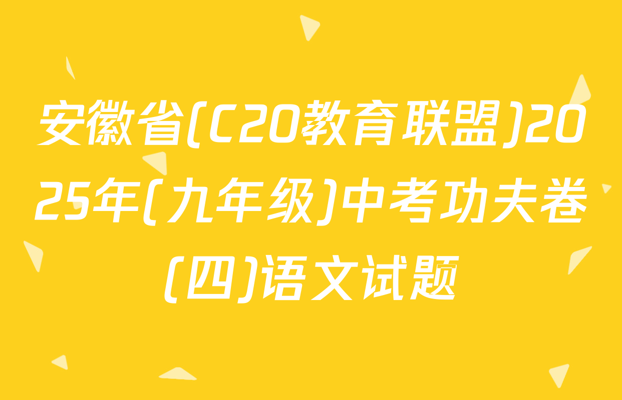 安徽省(C20教育联盟)2025年(九年级)中考功夫卷(四)语文试题